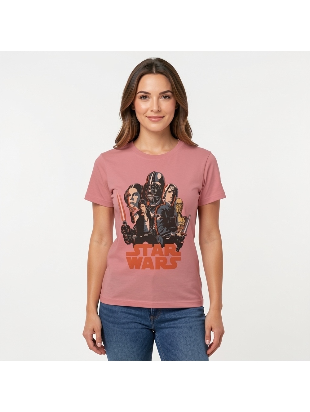 Star Wars x Junk Food Women’s Large Pink Graphic T-Shirt Vader Leia Luke Han